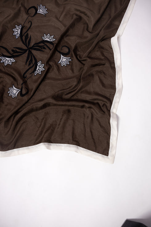 Hand Embroidered Scarf- Brown